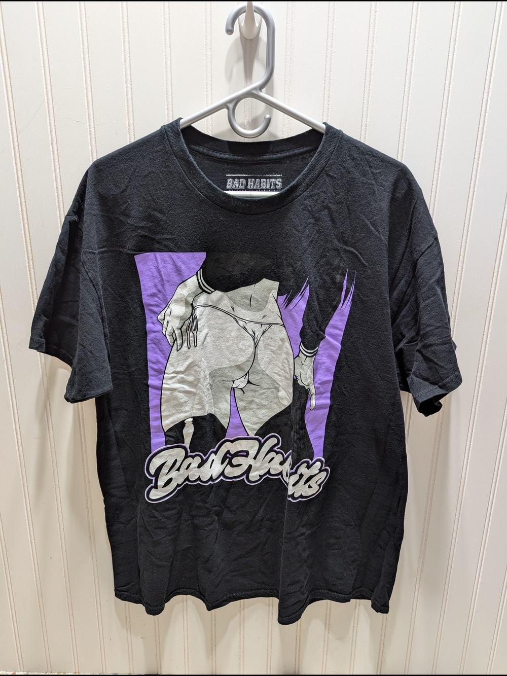 Bad Habit Black T-Shirt with Purple & White Graphic